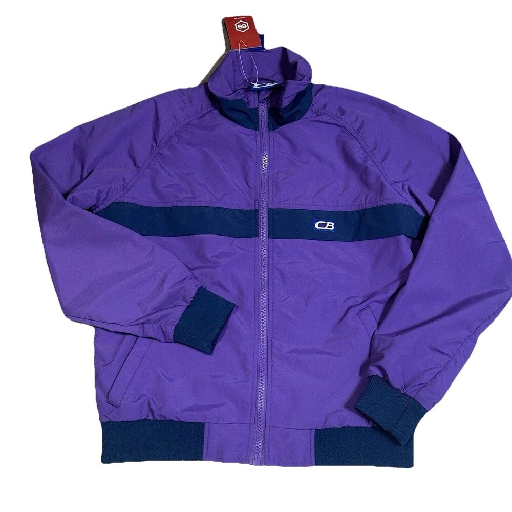 Vintage CB Sports Purple & Green Nylon Windbreaker 90s Zip Jacket Womens Small